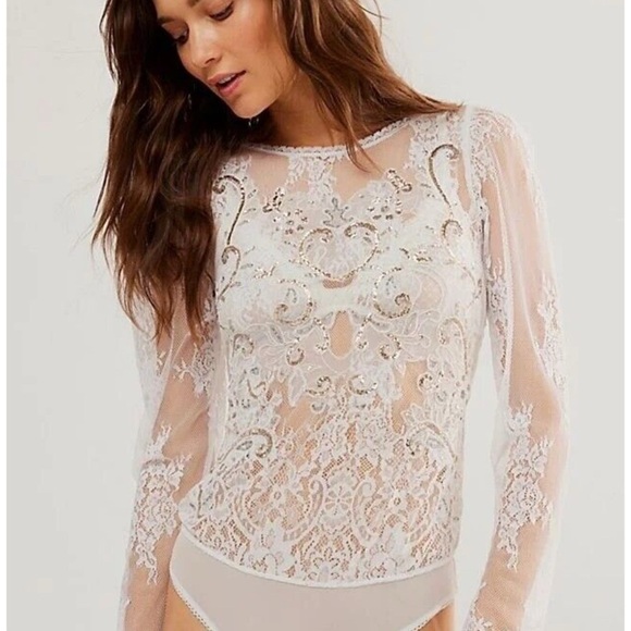 NWOT Free People Intimately Ready To Party Top in Ivory Size Small - Picture 8 of 9